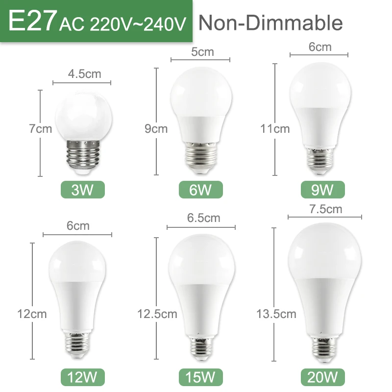 Kaguyahime-bombilla LED E14 y E27 para el hogar, lámpara de mesa de 3W ~ 24W, CA de 220V, 240V, 20W, 15W, 12W, 9W, 6W, 2 piezas