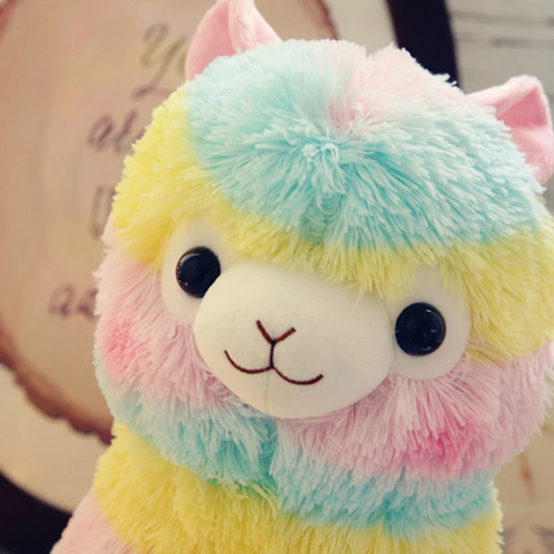 YOMDID 25/35cm/50cm Rainbow Alpaca Plush Cushion Kawaii Stuffed Cushion Cartoon Alpaca Plush Doll Christmas Children Kids Gift