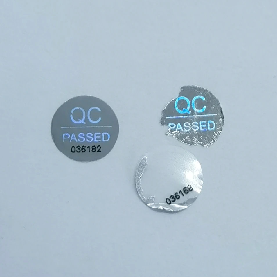 Tamper Evident Hologram Sticker QC PASSED Sticker One-time Used Laser Label Warranty  Diameter 10mm  2000 Pcs Versatile  Silver