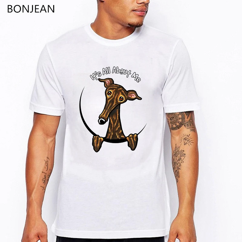 Brindle Greyhound Animal Print T-Shirt Men Dog Lovers Funny T Shirts Homme Harajuku Shirt Summer Tops White Tshirt Streetwear