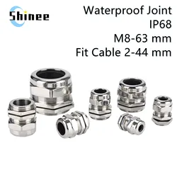 Waterproof Cable Gland Connector IP68 Nickel Plated Brass Metric Cable M8 M10 M12 M14 M16 M18-M36 Fit 18-25mm for 4-8mm Cable