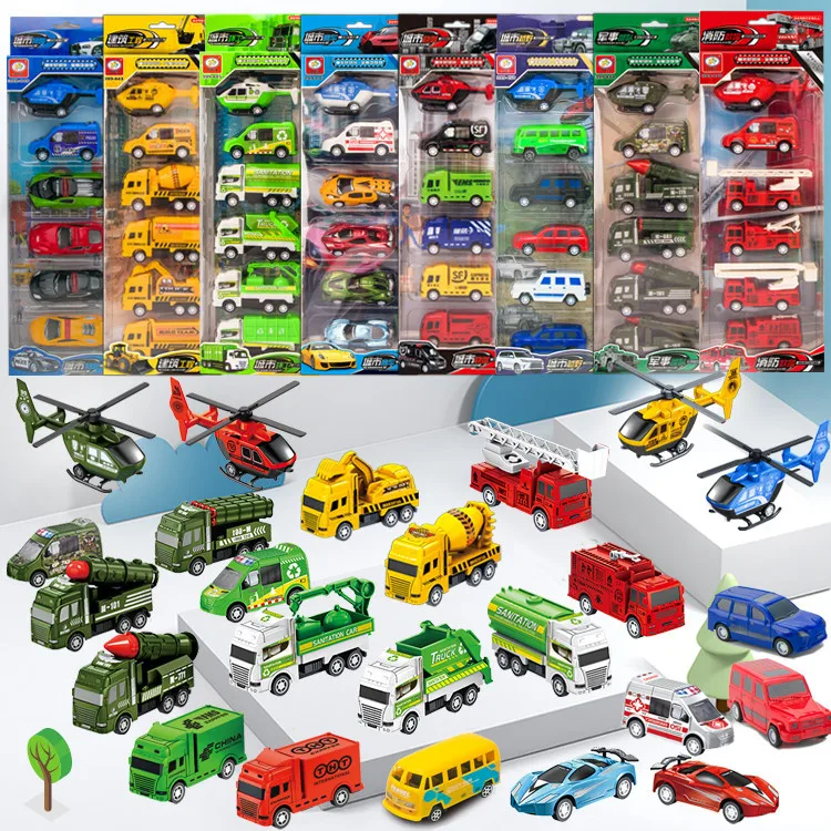 

Wholesale and retail urban traffic engineering vehicles,plastic fire truck toys,6-piece gift sets,free shipping on hot sale