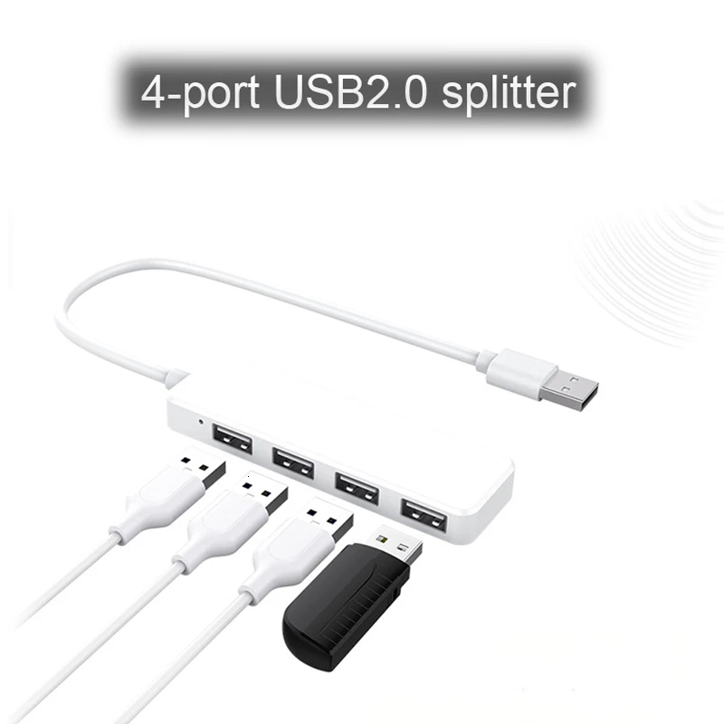 4 Port Usb Hub 2.0 High Speed Multi-port Mini Usb Splitter Ultra Thin Portable Micro U Disk Adapter For Computer PC Accessories