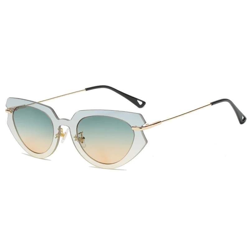 Lunettes de soleil yeux de chat sans bords pour femmes, une pièce, cadre Transparent dégradé, lunettes de soleil de marque de styliste, lunettes ombres UV400