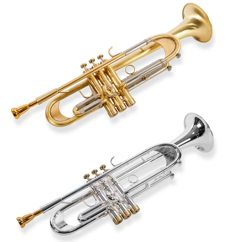 New Arrival Bb Trumpet High Quality Gold Lacquer Silver Plated Trumpet Brass Musical Instruments Composite Type Trumpet