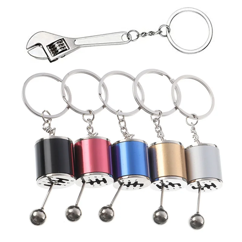 Creative Auto Part Model Gear Box Keychain Six-speed Manual Transmission Shift Lever Keyring Key Chain Ring Keyrings Keyfob