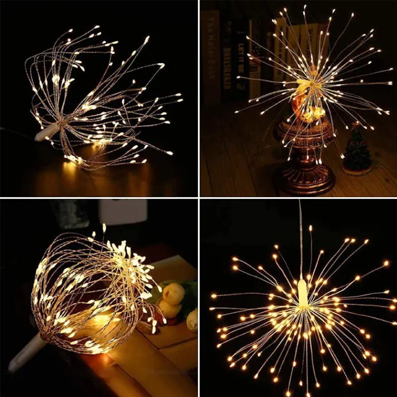 120LED Waterproof Exploding Star Firework Lamp Christmas Fairy Lights Copper Wire Lamp Dandelion String Lights Garden Home Decor