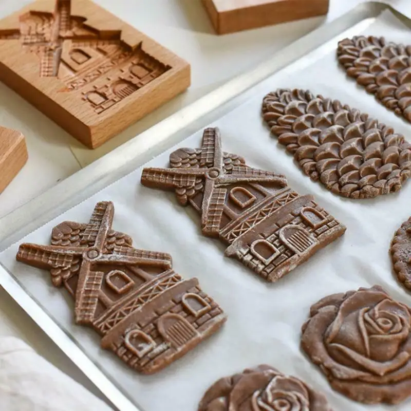 DIY Wooden Kitchen Baking Molds Cookie Mould Chocolate Mold Wooden Cookie Cutter Candle Mold Decoration Valentine\'s Day gift