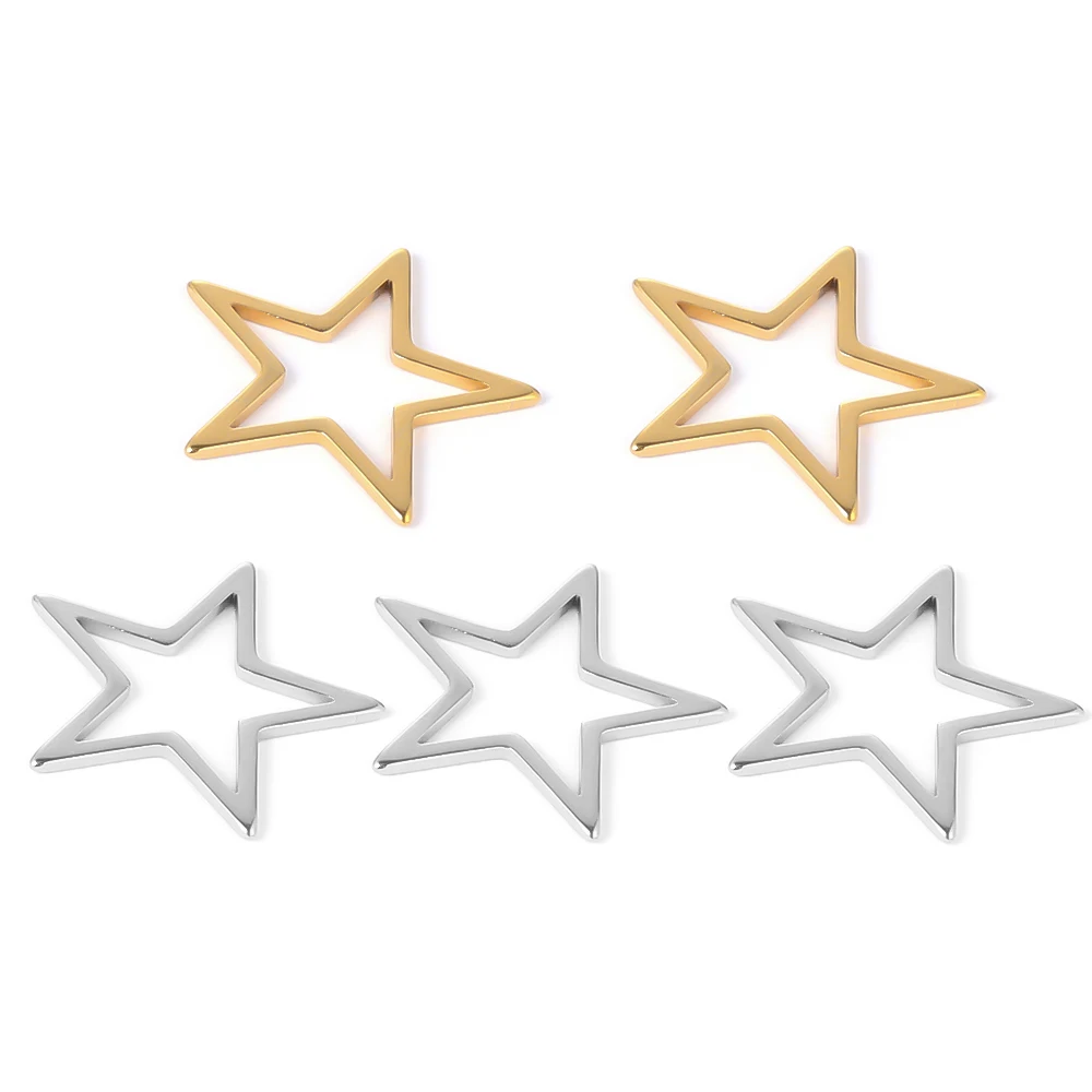 10 Stück 17mm Sternanhänger aus Edelstahl, Armbandverbinder, Halskettenanhänger, DIY-Schmuckherstellung, handgefertigte Accessoires – Detail 3