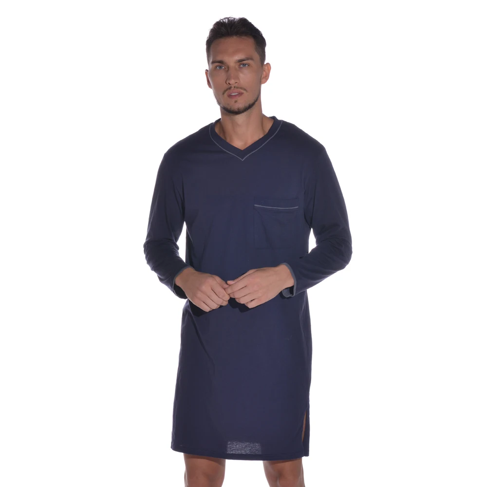 Cozy Loose Sleeping Gown Thin Breathable High Quality New Autumn Mens Robe Long Sleeve V Neck Male Bathrobe Homewear