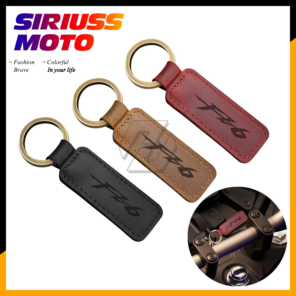 Motorcycle Cowhide Keychain Key Ring Case for Yamaha FZ6N FZ6S FZ6 Fazer