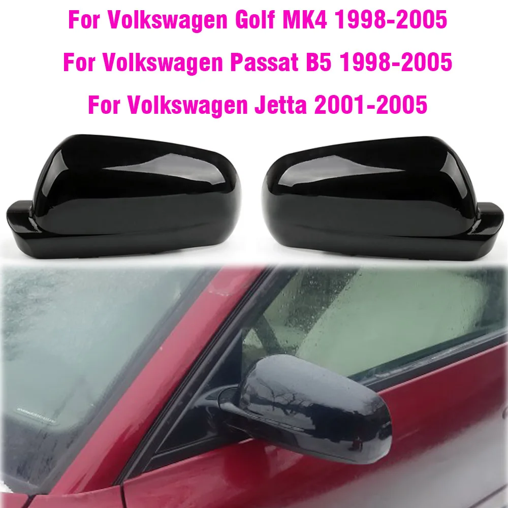 Rearview Mirror Covers For Vw Golf Mk4 Passat B5 1998-2005 Jetta 2001 2002 2003 2004 ABS Carbon Fiber Gloss Black