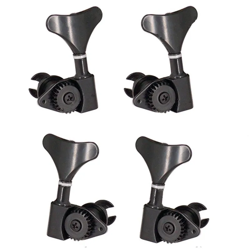 A Set 4 Pcs Fish Tail Open Gear Opened Bass String Tuners Black Tuning Pegs Keys Machine Heads For Electric Bass Guitar parts