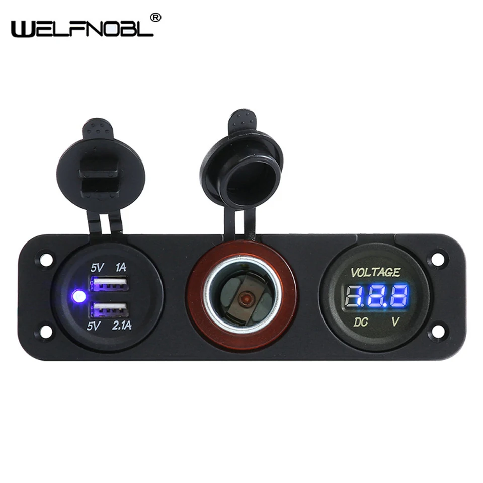 3.1A Display Dual USB Voltmeter Cigar Power Socket for Car Marine Boat Rv Camper Truck