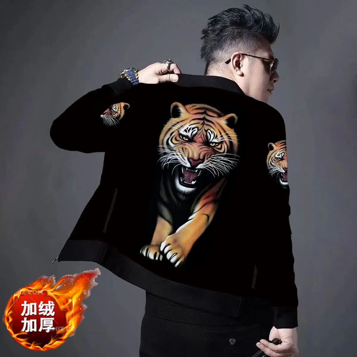 

2021 autumn and winter new 3D dragon jacket street slim men's jacket plus size tiger print jacket bomber jacket baseball uniform