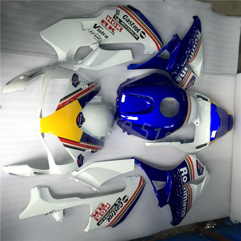 Injection mold  fairings for HONDA CBR600RR 03-04 CBR 600 RR 03 04 F5 2003 2004 CBR600 2003-2004 ABS white blue yellow  body