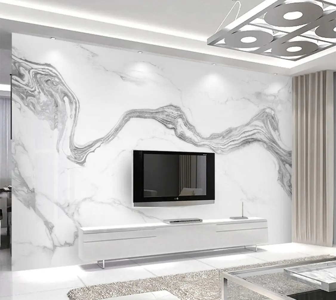 Custom photo mural wallpapers for living room TV background Jazz White Marble painting landscape 3D murals wall paper Stickers