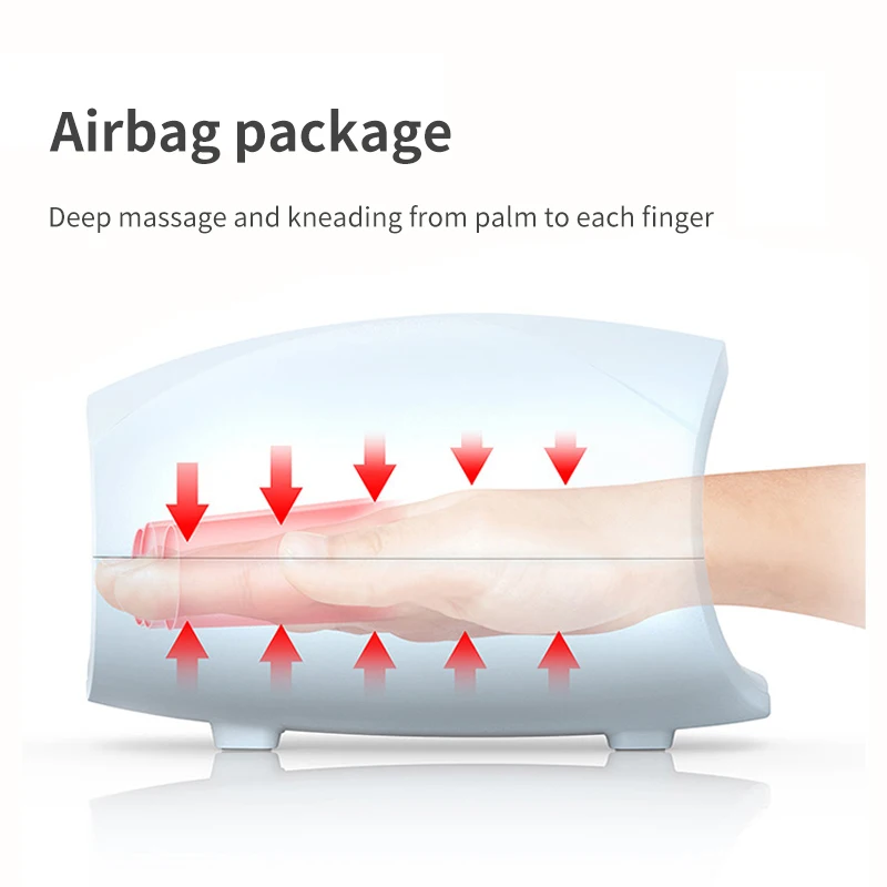 Chargeable Portable Air Compression Hand Massager Heated Finger Massager 6 modes, 3 levels of strength Massage Relaxation