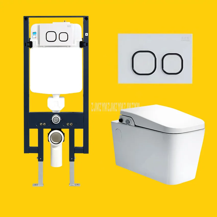 Square Intelligent Wall Mounted Flush Toilet 3 Cleaning Mode Temperature Sensing Seat Water Filter Ceramic Toilet + Water Tank