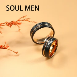 Soul Men Black with Rose Gold Color Tungsten Wedding Band 8mm for Women 6mm for Men Comfort Fit Couple Lovers Anniversary Ring