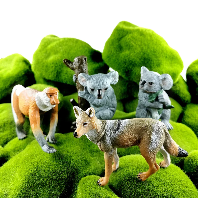 Koala Wolf Deer Leopard Alpaca Antelope Monkey animal model figurines home decor miniature fairy garden decoration accessories