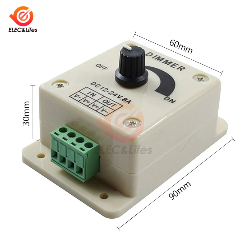 Voltage Regulator DC-DC Voltage Stabilizer 8A Power Supply Adjustable Speed Controller DC 12V LED Dimmer dimming switch 12V-24V