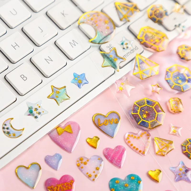 Fantasy Epoxy Crystal Kawaii Cute Sticker for DIY Diary Scrapbooking Planner Stickers Shcool Office Stationery Supplies Sticker