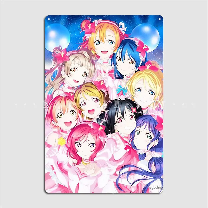 Love Live Μ's Metal Plaque Poster Wall Pub Wall Design Painting Décor Tin Sign Posters