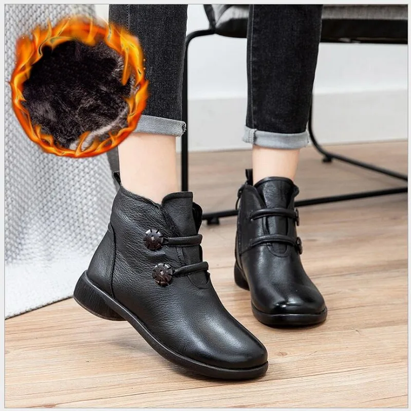 

Autumn Ankle boots Genuine Leather Chunky Boots Women Shoes Wedges Platform Boots British Wind Winter Shoes