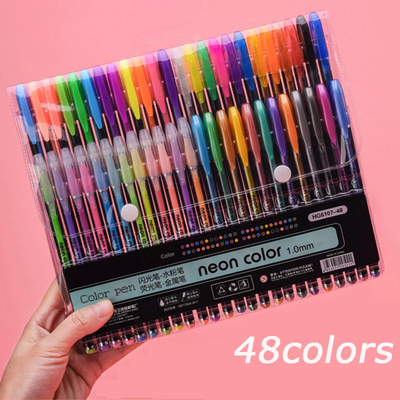 12/18/24/36/48Colors gel pen set refill gel pen pastel neon flash color sketch painting marker pen school stationery