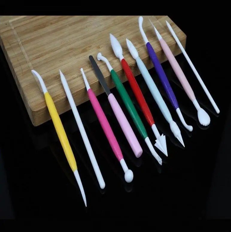 10 Pcs/Set Colorful High-End Painting Material Carving Group Fondant Plastic Knife Pen Clay Pottery Hand-Made Tool Set