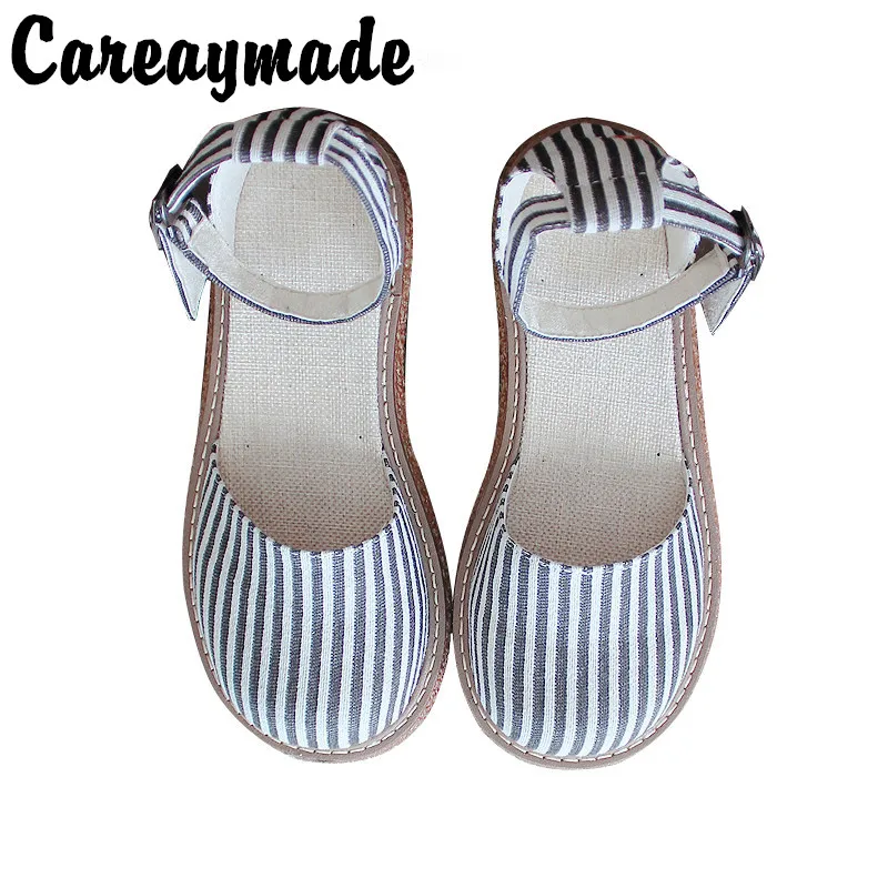 Careaymade-literatura i sztuka letnie nowe duże buty na głowie, koreańska wersja grubej podeszwy Muffin damskie paski pojedyncze buty