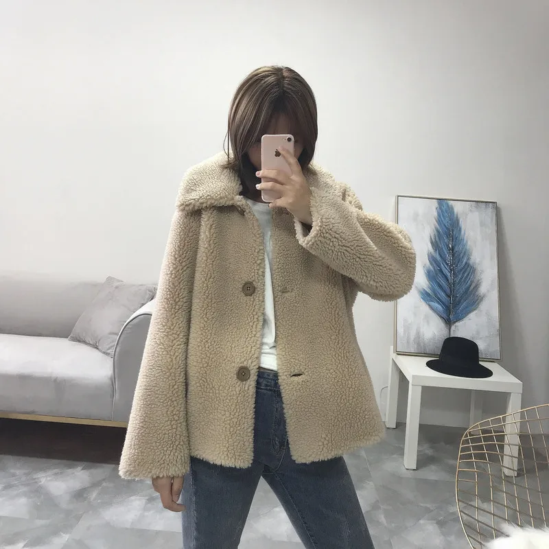 

Real Fur Coat Women Vintage Autumn Winter Coat Women Short Korean Oversize Wool Jacket Abrigos Mujer Invierno 2020 YY680