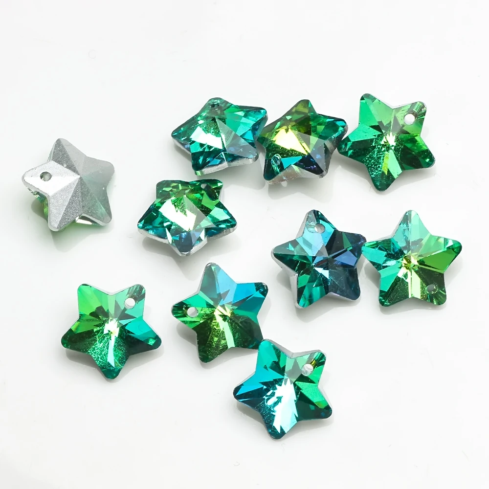 Di Vetro grosso Star Branelli Allentati 14mm Pentagramma di Cristallo a Forma di Pendenti E Ciondoli Gioielli Pendenti Con Gemme E Perle Per Fare