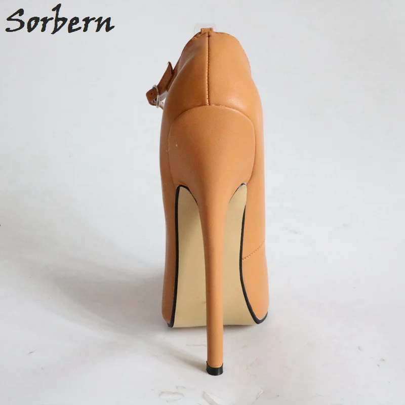 Sorbern cinturino alla caviglia marrone chiaro pompe da donna tacchi alti 18Cm tacchi scarpe Designer femminile pompa Fetish colori personalizzati