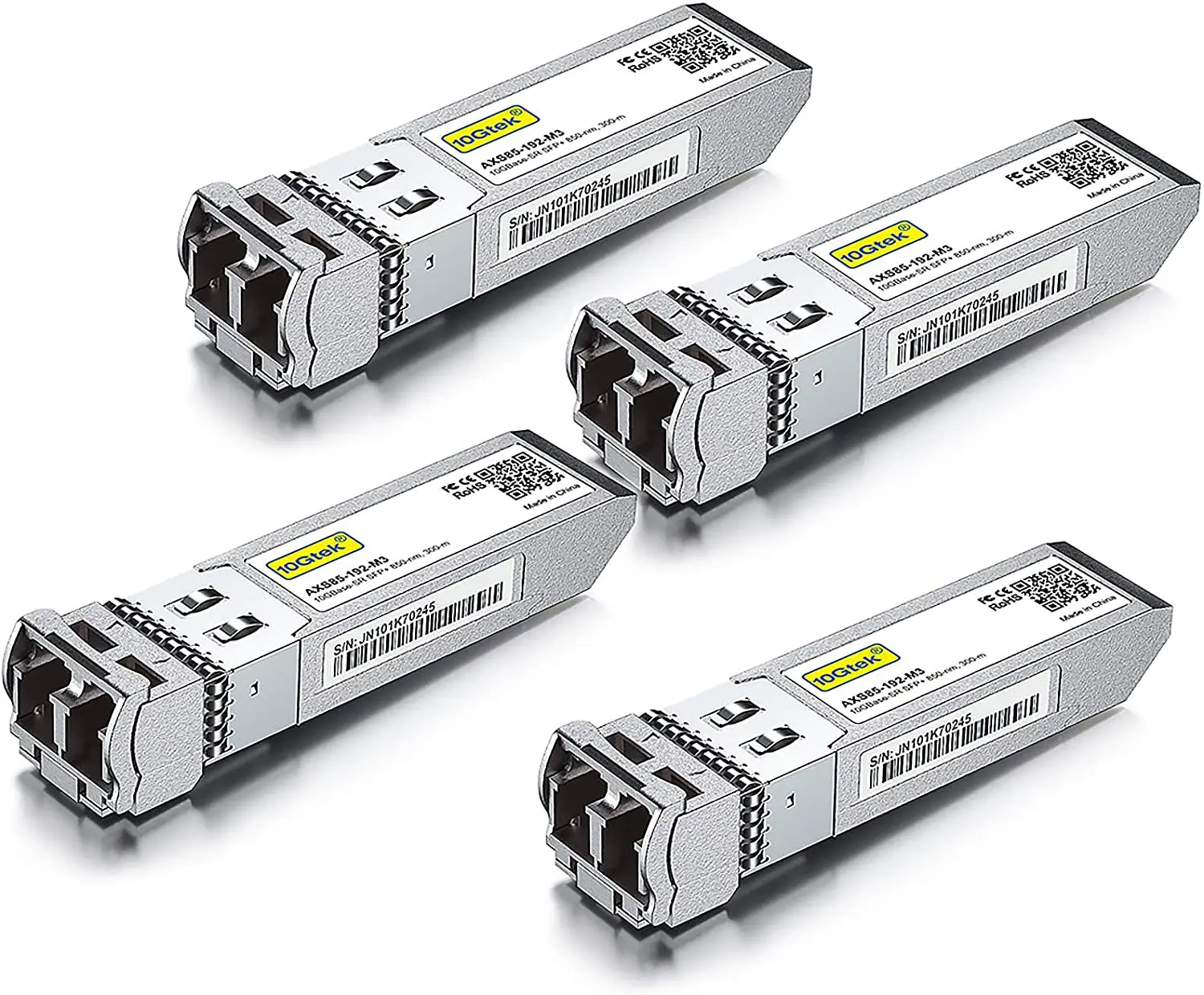 10GBase-SR SFP+ Transceiver, 10G 850nm MMF, up to 300 Meters, Compatible with Cisco SFP-10G-SR,Pack of 4