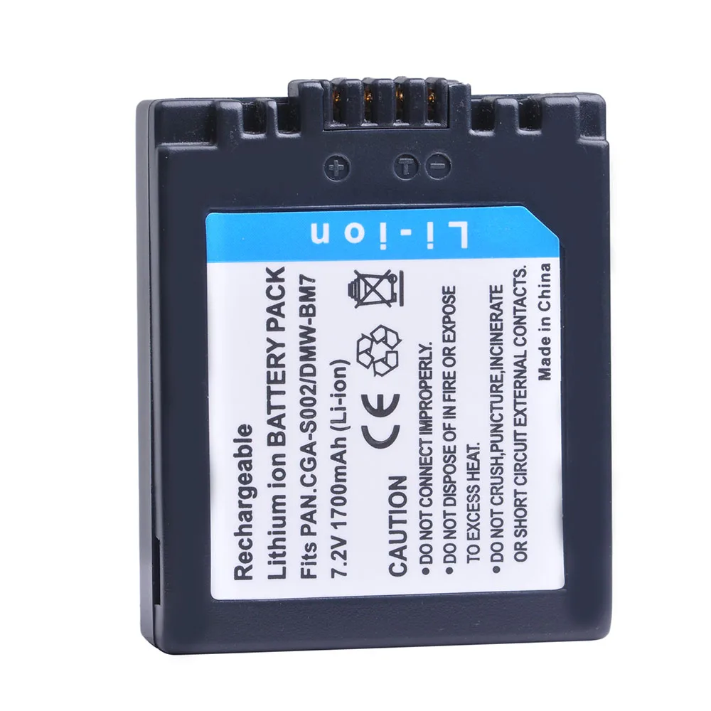 1700mAh CGA-S002 DMW-BM7 CGAS002 Pin cho Máy ảnh Panasonic DMC-FZ10 FZ15 FZ2 FZ20 FZ3 FZ4 FZ5 CGA S002 DMW BM7 CGA-S002E pin