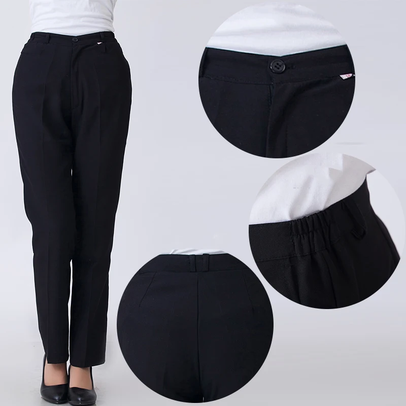 New Ladies Black Waiters Work Wear Uniforms Female Best Chef Pants Hotel Restaurant Kitchen Trousers