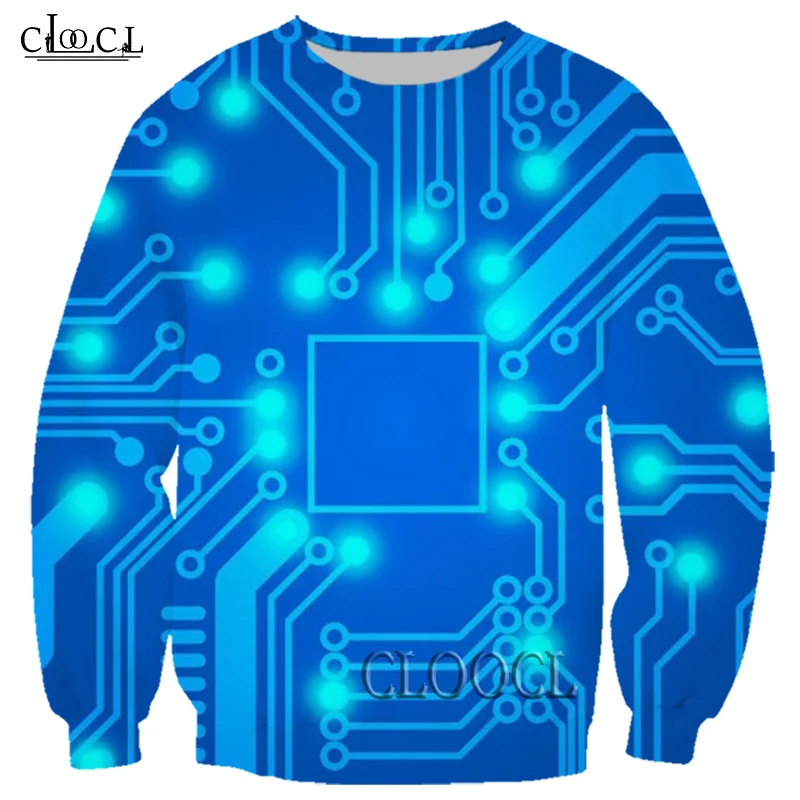 HX 2021  Newest Popular Electronic Chip 3D Print Men Women Casual Sweatshirt Unisex Harajuku Hip Hop Autumn Couple Wild Tops