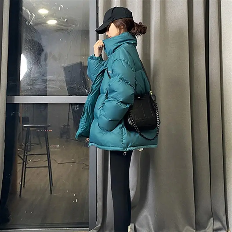 

Fashion Solid Women's Winter Down Jacket Stand Collar Coat Preppy Style Parka Ladies Chic Outwear Female Tops