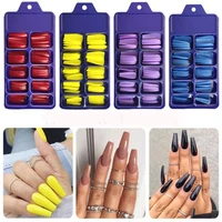 100 Uds. Puntas de uñas postizas de bailarina larga de Color caramelo, cubierta completa, punta de uñas postizas acrílicas mate, herramientas de extensión de manicura de belleza DIY