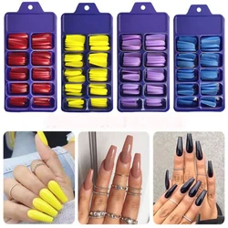 100Pcs Candy Color Long Ballerina False Nail Tips Full Cover Matte Acrylic Fake Nails Tip DIY Beauty Manicure Extension Tools