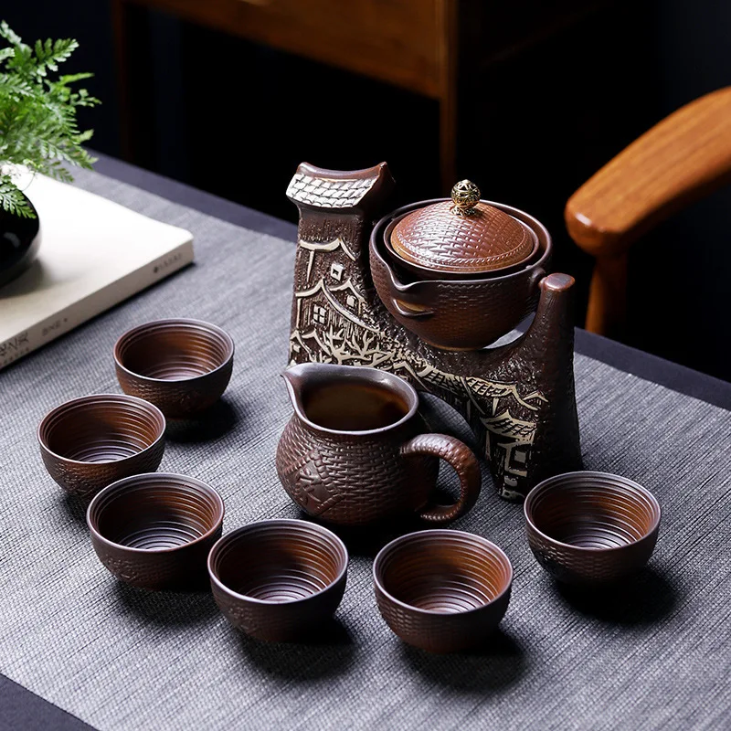 

Ceramic Stone Grinding Semi-automatic Tea Set Creative KungFu Tea Pot Tea Ceremony Supplies