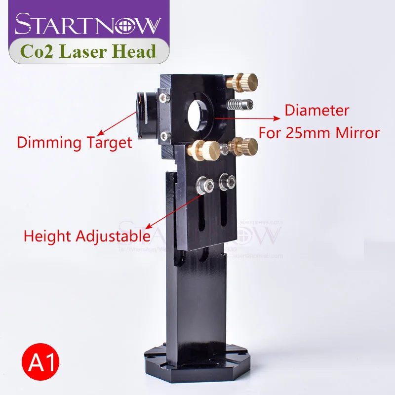 Startnow conjunto de cabeça laser co2 com dispositivo de calibração de caminho laser dia.20/lente fl 50.8 e 101.6mm d25/suporte de montagem integrado de espelho