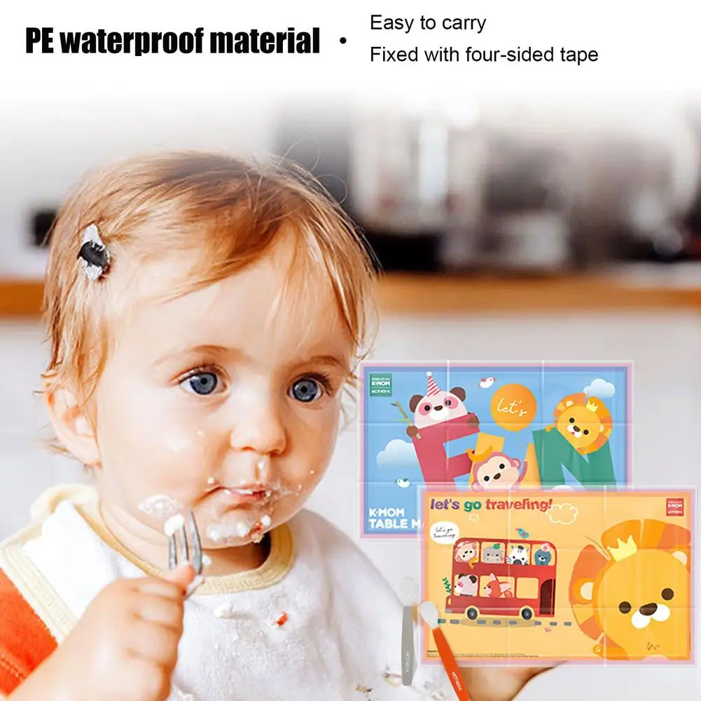 20 Pcs Portable Baby Disposable Table Mats Oil Proof Animal Design Placemats Have Adhesives With Enhanced Glue