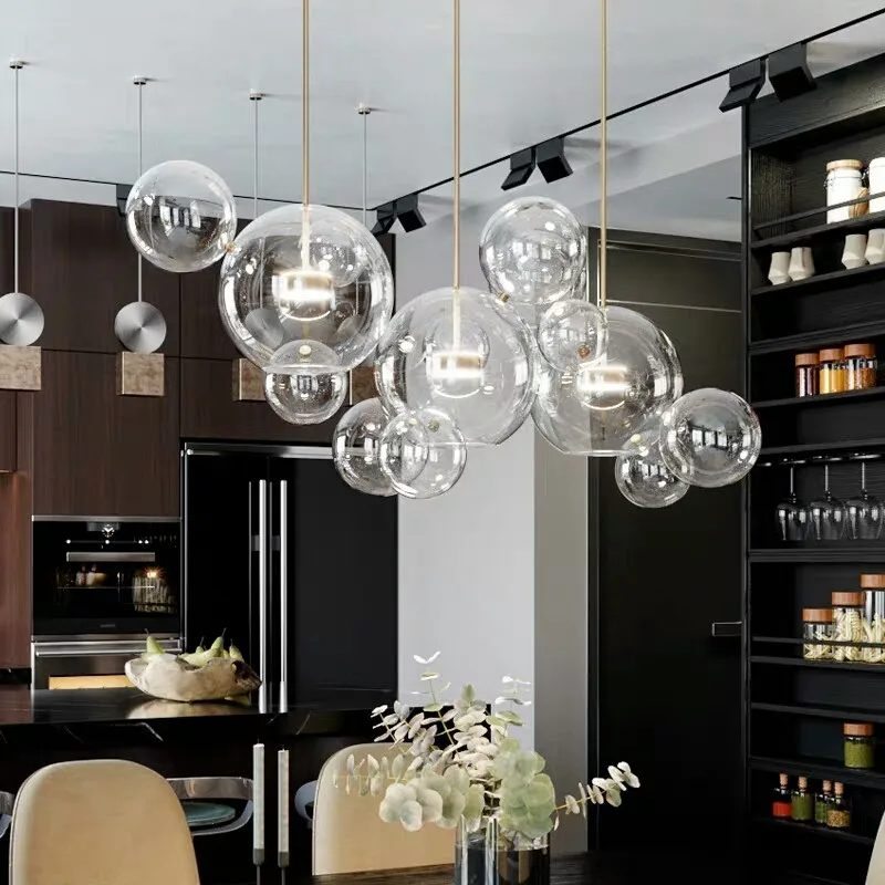 Nordic Bubble Mickey Chandelier Modern Minimalist Restaurant Clothing Store Bar Personality Creative Three-Head Glass Lamp