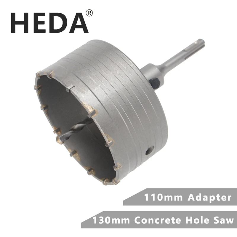 

HEDA 130mm Concrete Tungsten Carbide Alloy Core Hole Saw SDS PLUS Electric Hollow Drill Bit Air Conditioning Pipe Cement Stone