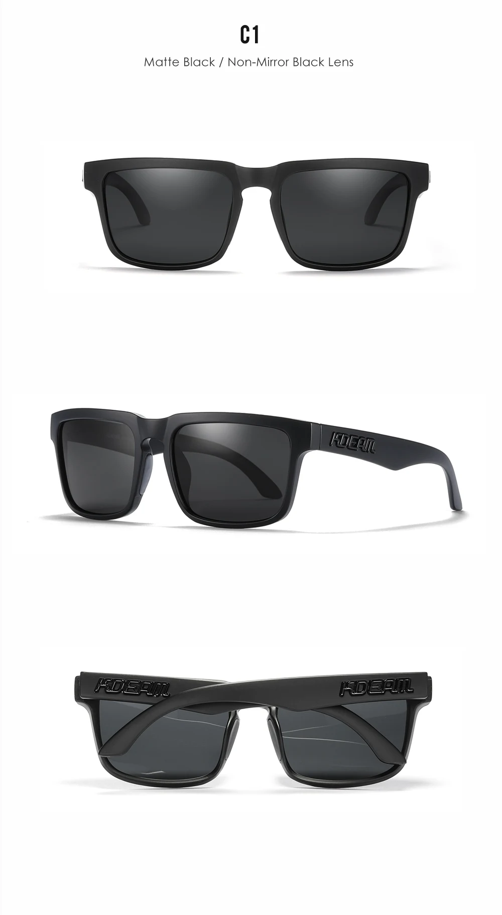 KDEAM Marke Neue 3D Logo Quadrat Polarisierte Sonnenbrille Vacationing Fahren Sonnenbrille Echt Beschichtung Linse KD332 – Detail 8