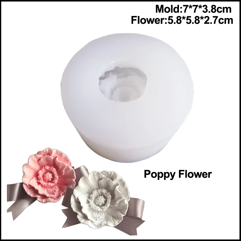 Hot Poppy Candle Moulds Soap Mold Kitchen-Baking Resin Silicone Form Home Decoration 3D DIY Clay Craft Wax-Making M2440