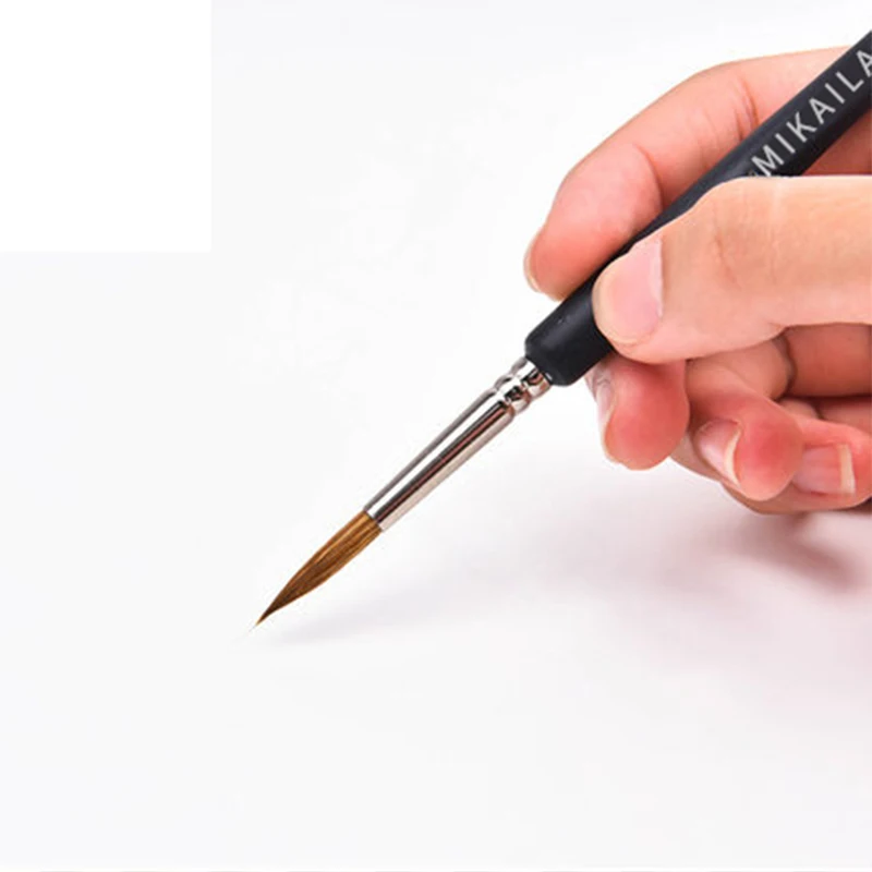 MIKAILAN-pincel de pelo de lobo para pintar, pluma de línea de gancho pintada a mano fina, punta redonda, pincel en miniatura para dibujar, pincel